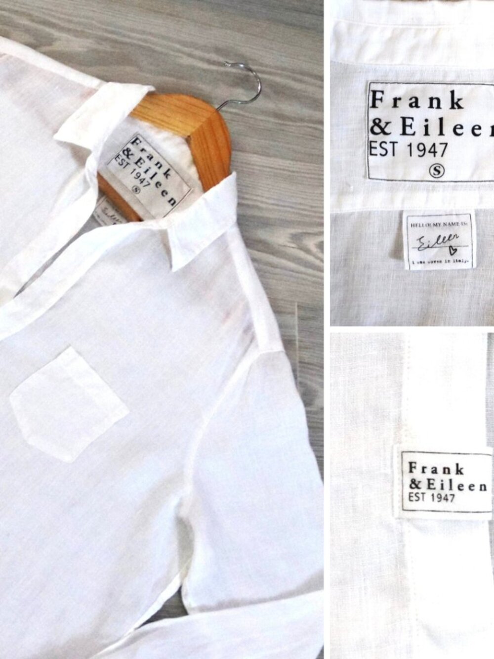Frank & Eileen White Linen Button Shirt Coastal Preppy USA Italian Fabric Size S